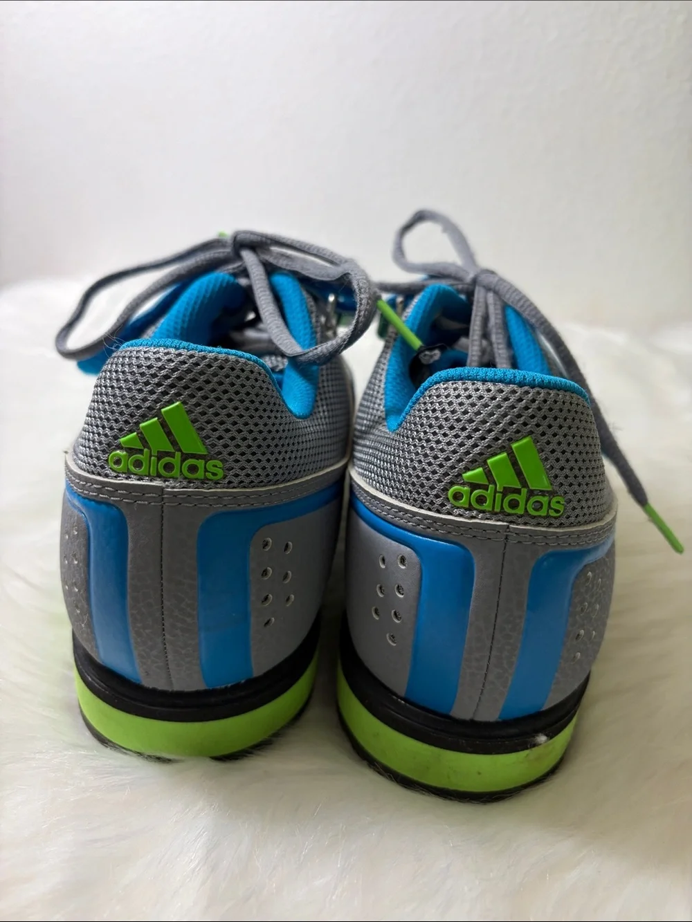 Adidas Powerlift 2.0 Gray Neon Green Blue Athletic Sneakers